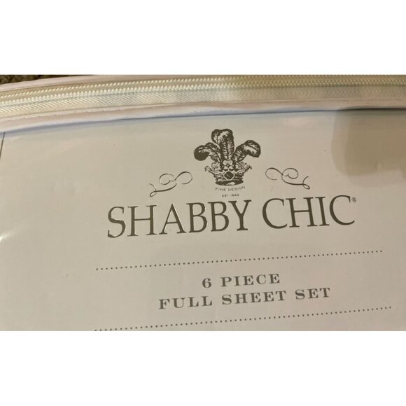 Shabby Chic Sheet Set NEW Full Floral 6 Piece Set Blue Stripe with Orange Flower - Picture 15 of 16